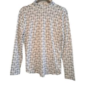 Charter Club Black Scottie Dog Mock Neck Shirt Supima Cotton Size Medium